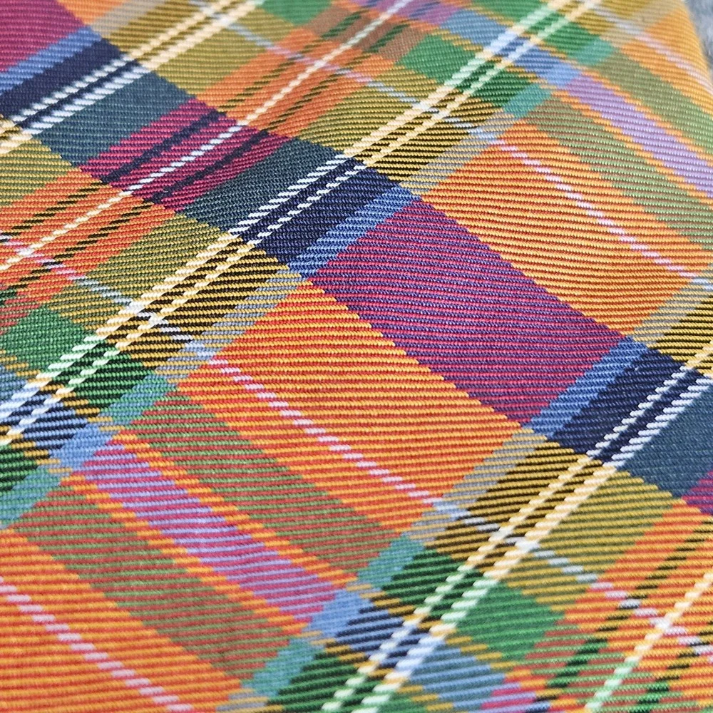 Brooks Brothers 346 Men's Pure Silk Plaid Necktie‎ Orange Purple Green Blue